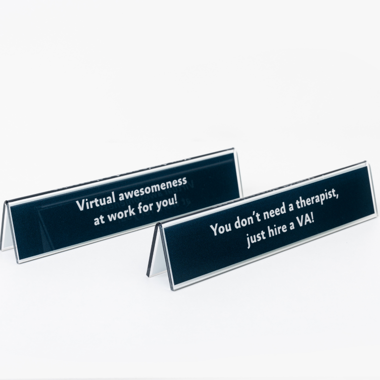 VA school virtual-assistant tafelbordje donkerblauw