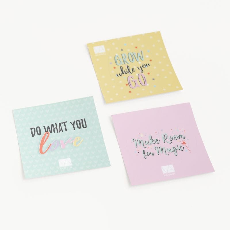 Shop 11 stickerset groen, roze geel laptopstickers schuin